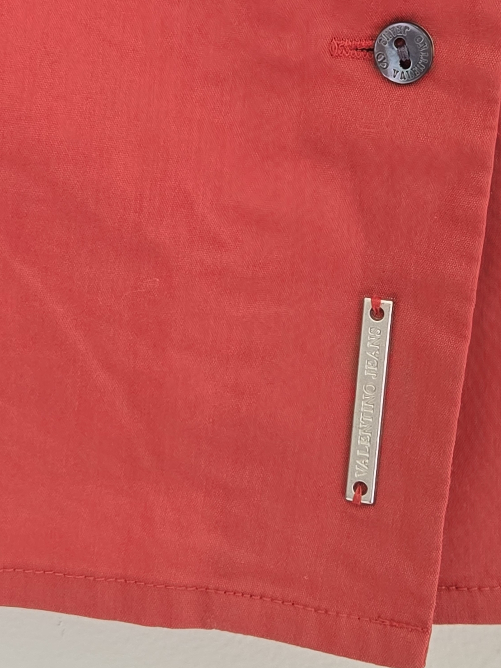 Vintage Valentino Red Button-Front Detail Top 90s 1990 Preppy Minimal - Picture 2 of 9